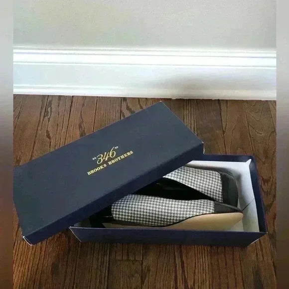 Brooks Brothers “346” Women’s 8 Gray/Brown Houndstooth Flats - NEW IN BOX!! - Picture 8 of 9